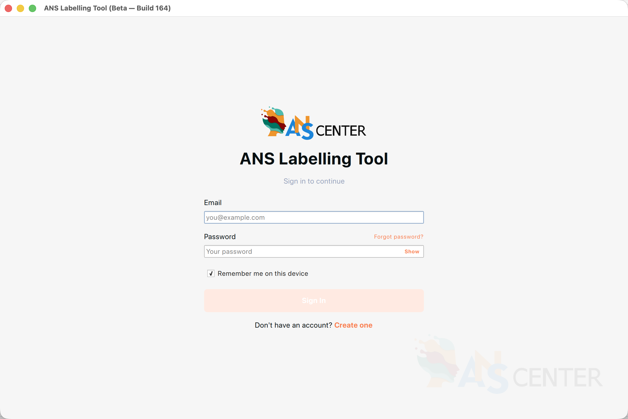 The sign-in screen on first launch.
